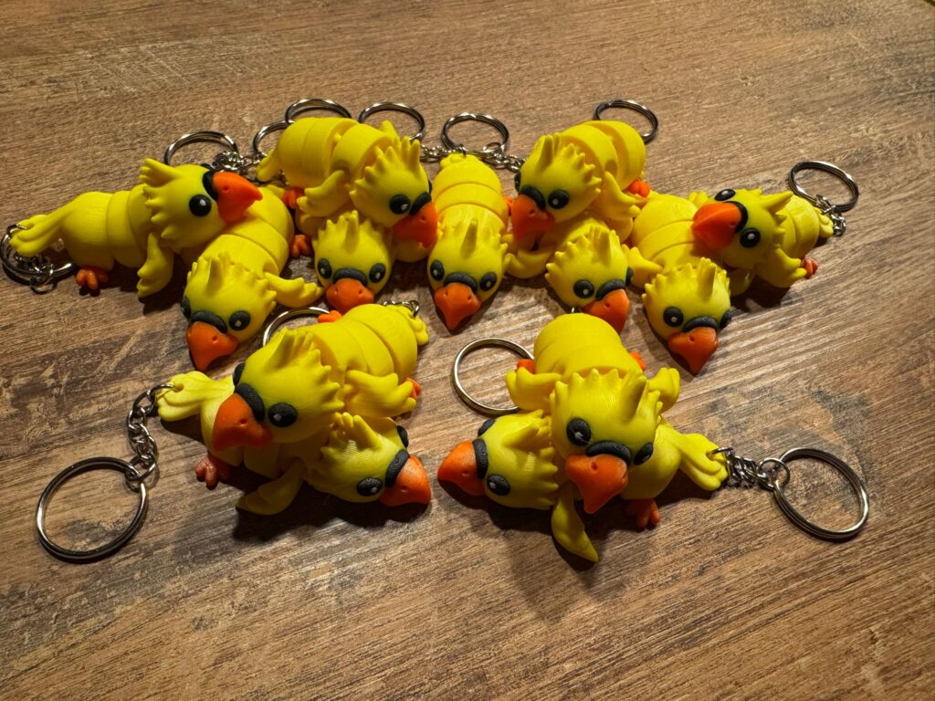 Gele flexi Vogel Sleutelhanger